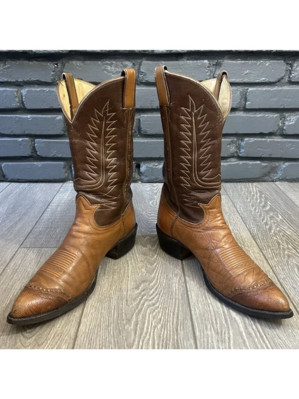 Tony Lama Vintage Gold Label Wingtip Western Cowboy Boots Mens 13 D